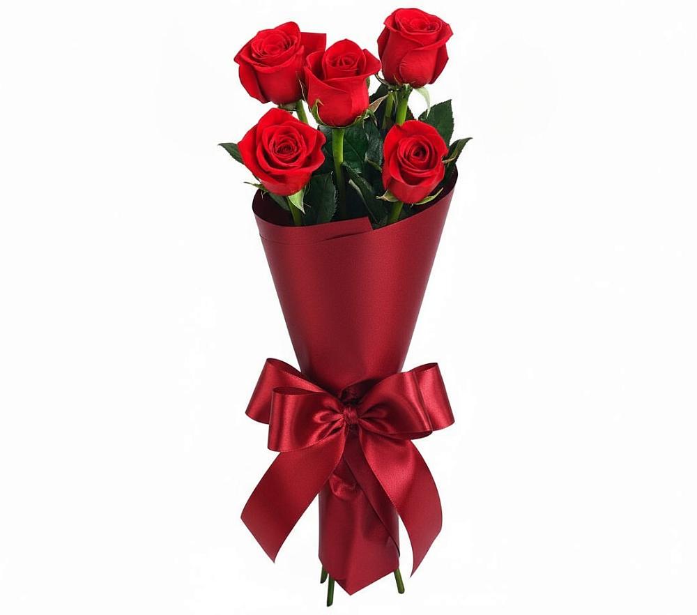 Букет 5 Красных роз Эдлесс Лав в Приволжске