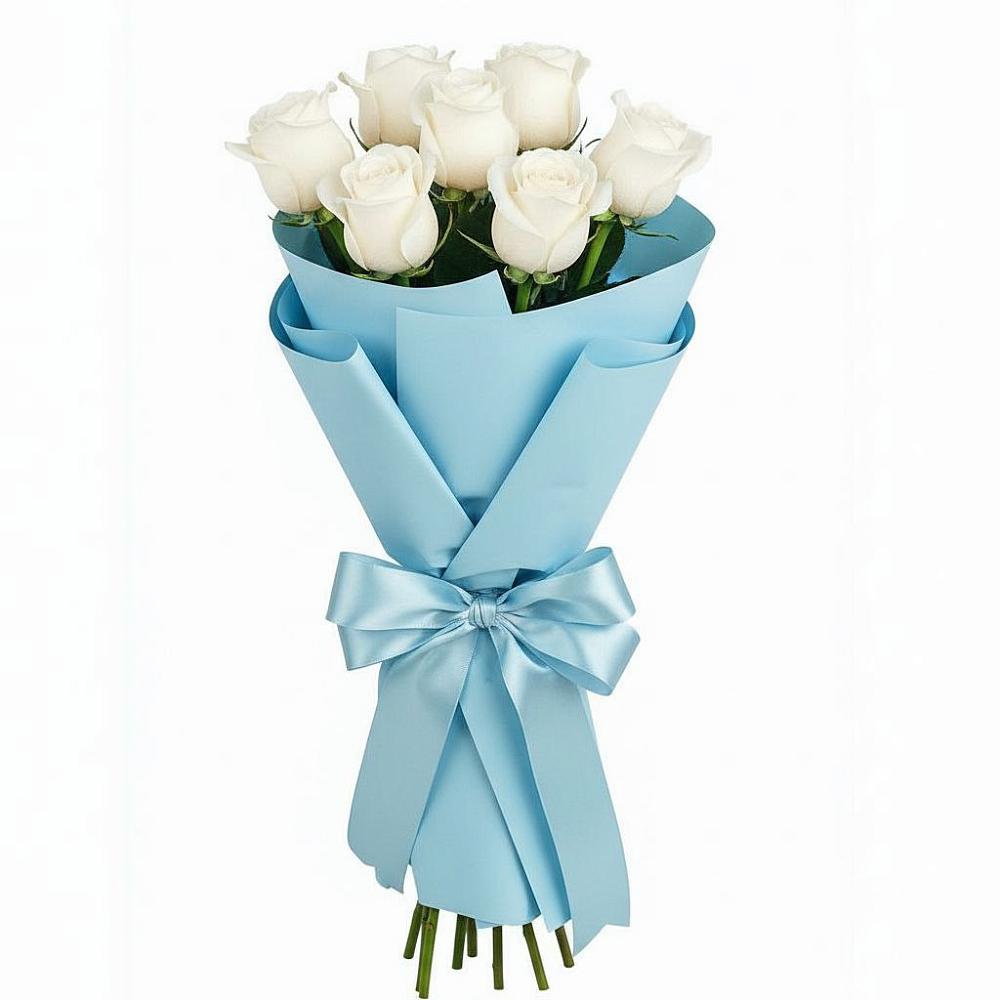 Букет 7 белых роз Проуд в Приволжске