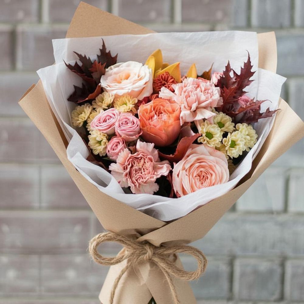 Букет цветов из: Гвоздики, Хризантемы и Розы в Приволжске