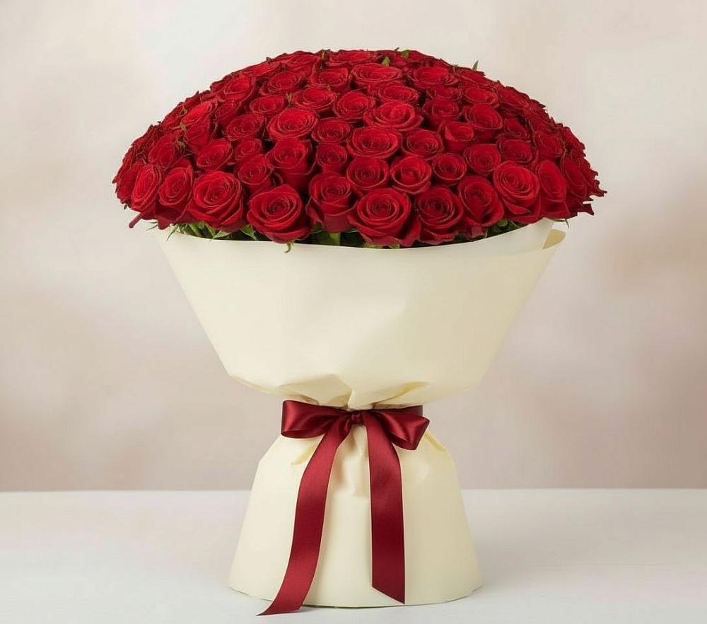Букет 101 Красная роза Милано в Приволжске