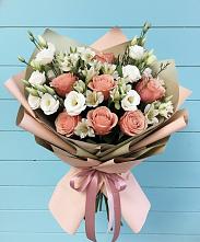 Букет цветов из:  Розы, Альстромерии и Лизиантусы в Приволжске