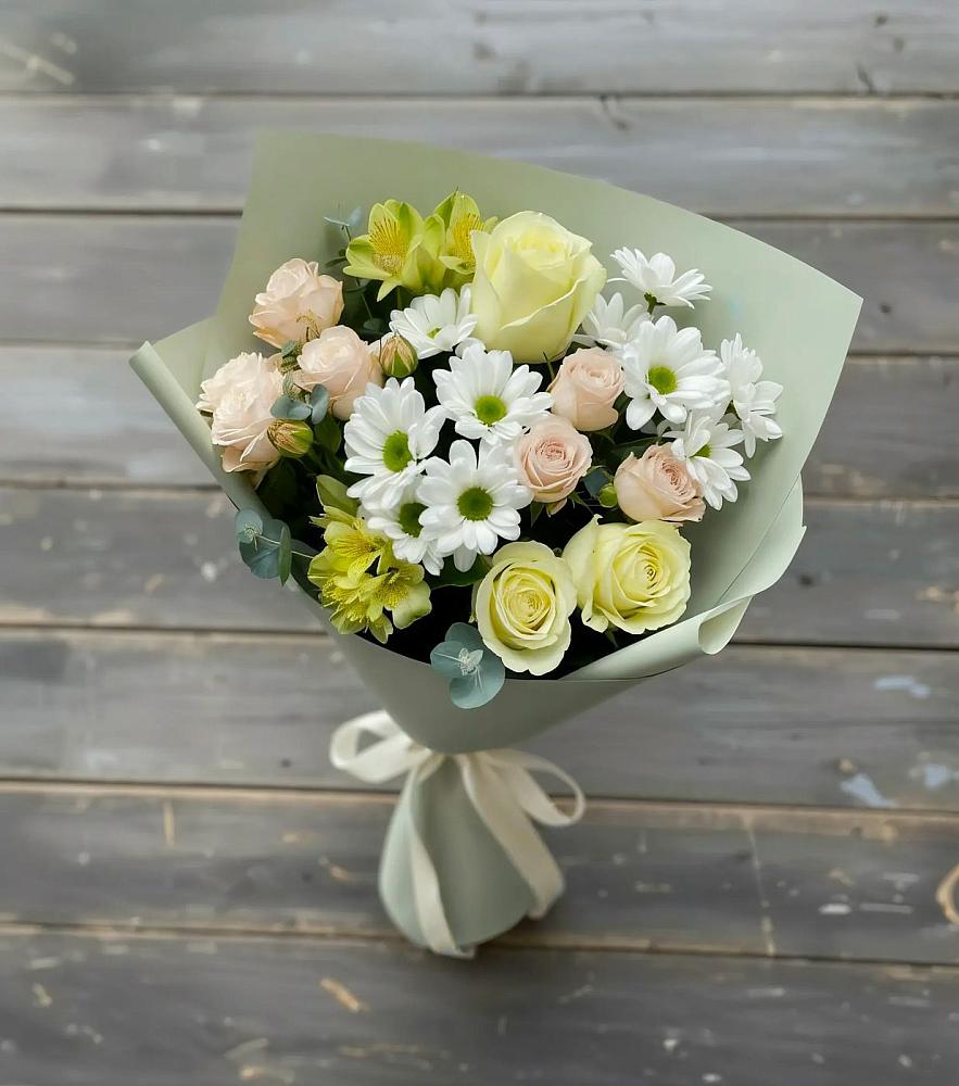 Букет цветов из: Альстромерии, Розы и Хризантемы в Приволжске