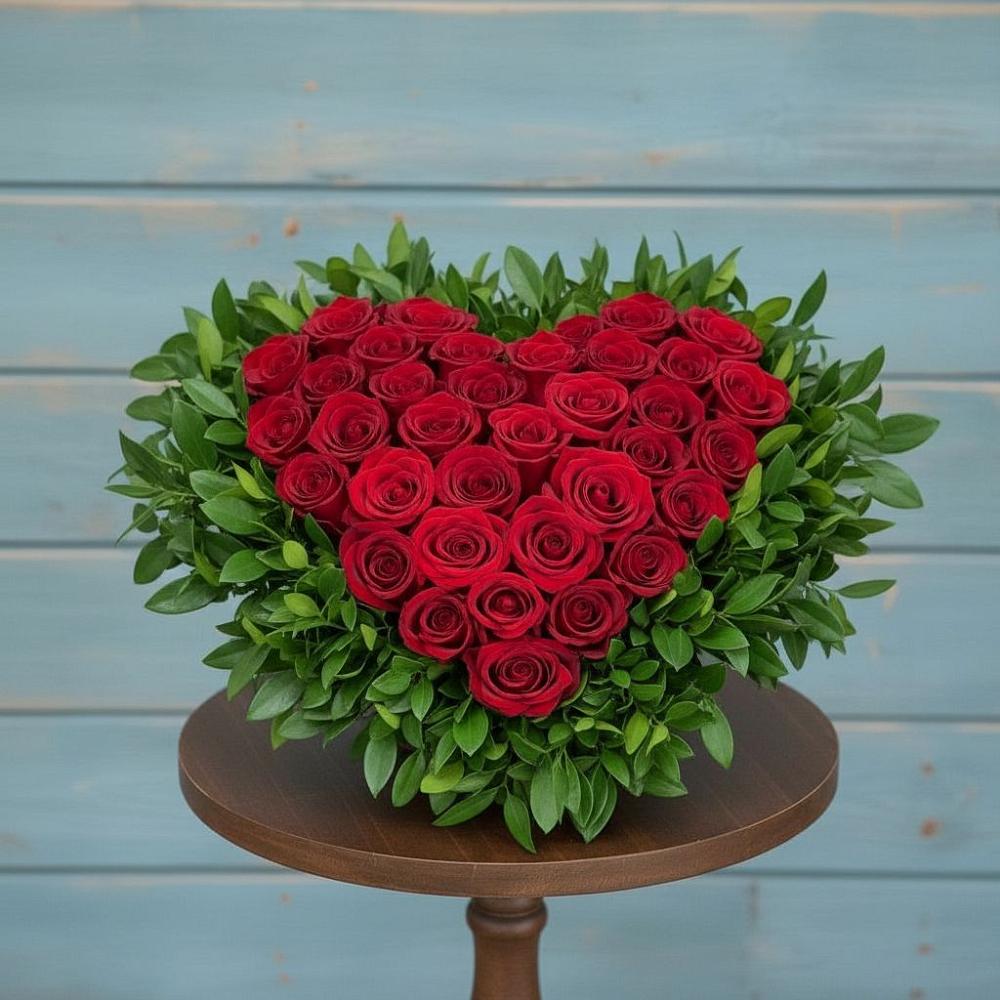 Цветочная композиция из Розы в виде сердца в Приволжске