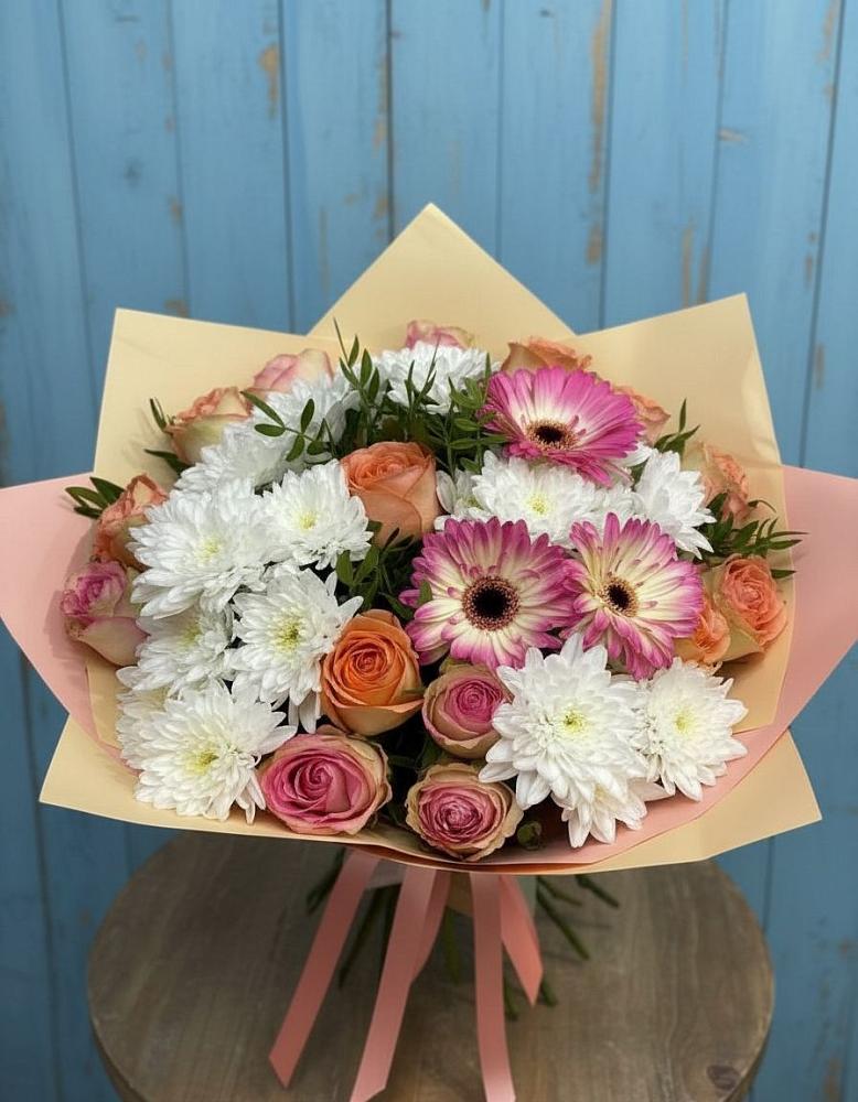 Букет цветов из: Розы, Герберы и Хризантемы в Приволжске