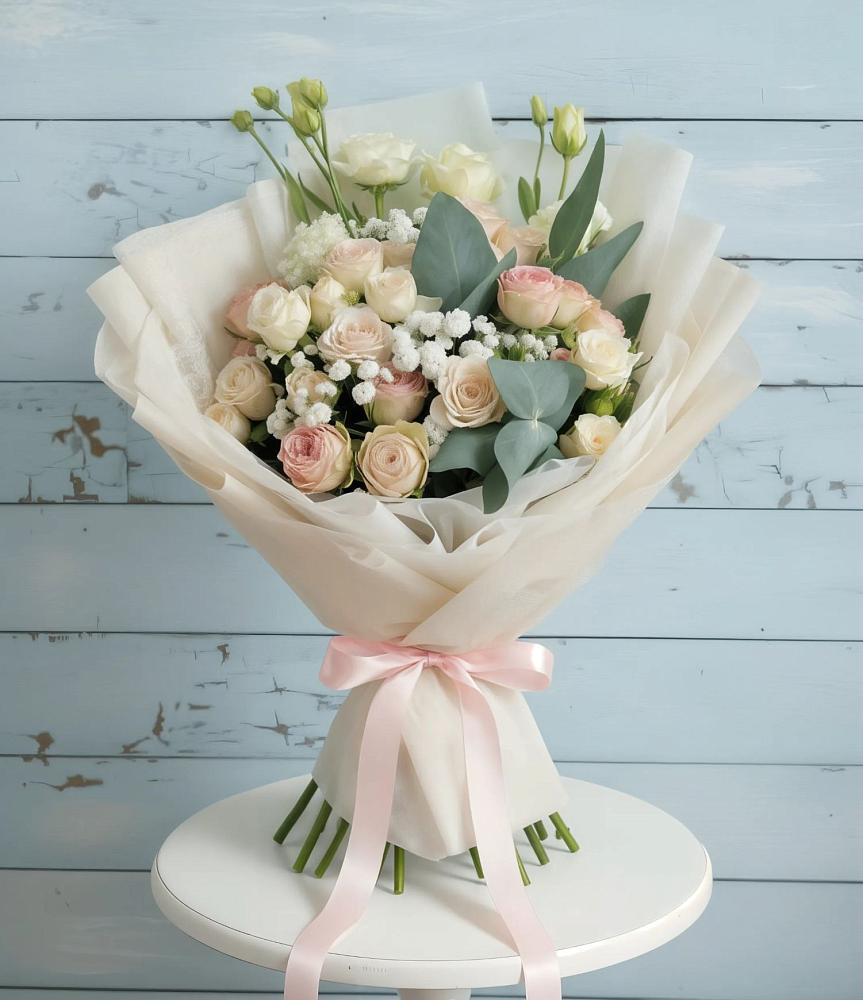 Букет цветов из: Розы и Лизиантусы в Приволжске