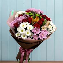 Букет цветов из:  Розы, Хризантемы и Альстромерии в Приволжске