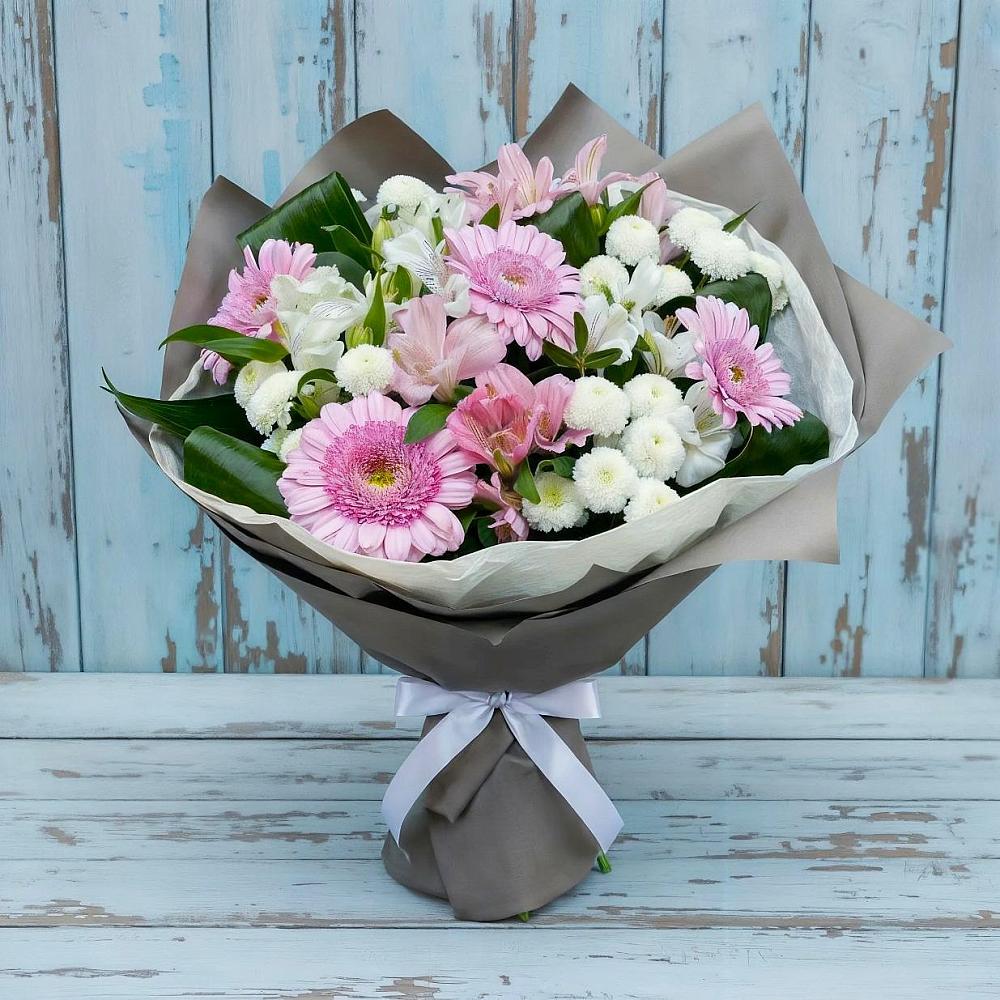 Букет цветов из: Герберы, Альстромерии и Хризантемы в Приволжске
