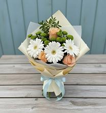 Букет цветов из:  Герберы, Розы и Хризантемы #REPLACE_PRED# Приволжске