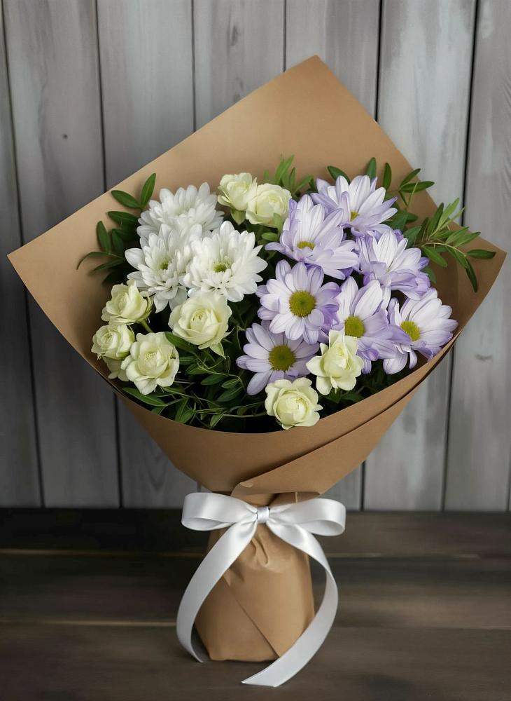Букет цветов из: Хризантемы и Розы в Приволжске